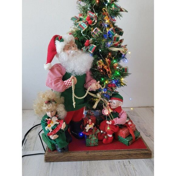 Holiday Creations 1993 Santa Claus tree animated elf kid Xmas present - Picture 2 of 16